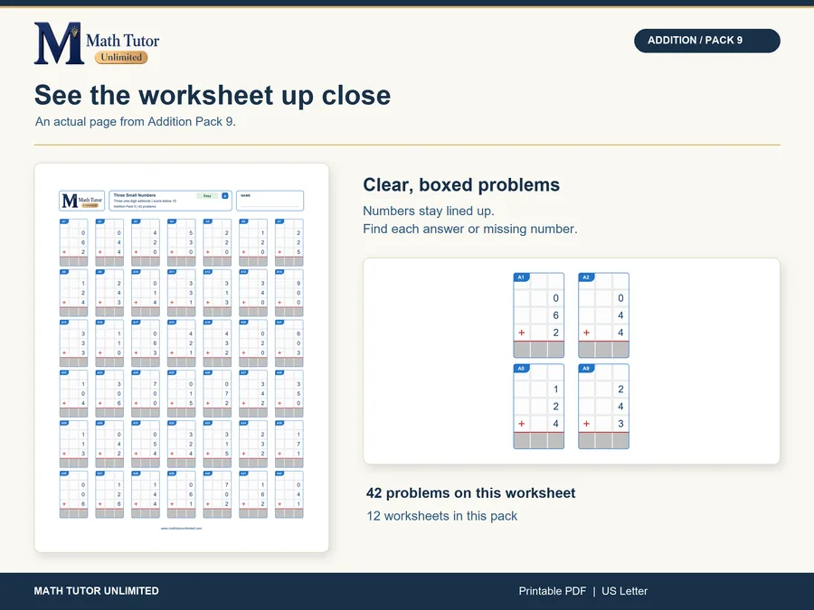 Worksheet from Adding Three Numbers