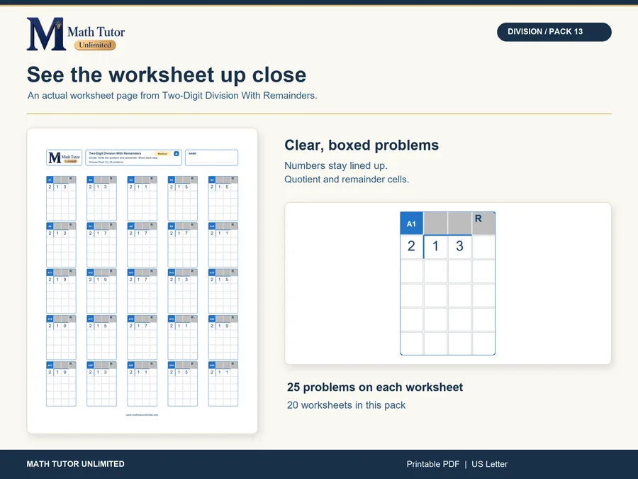 Worksheet from Two-Digit Division With Remainders