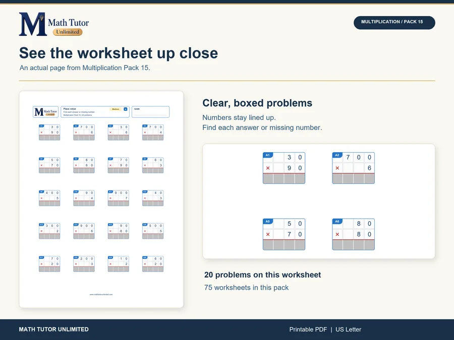 Worksheet from Medium Multiplication Mixed Review