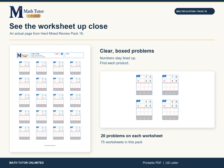 Worksheet from Hard Multiplication Mixed Review