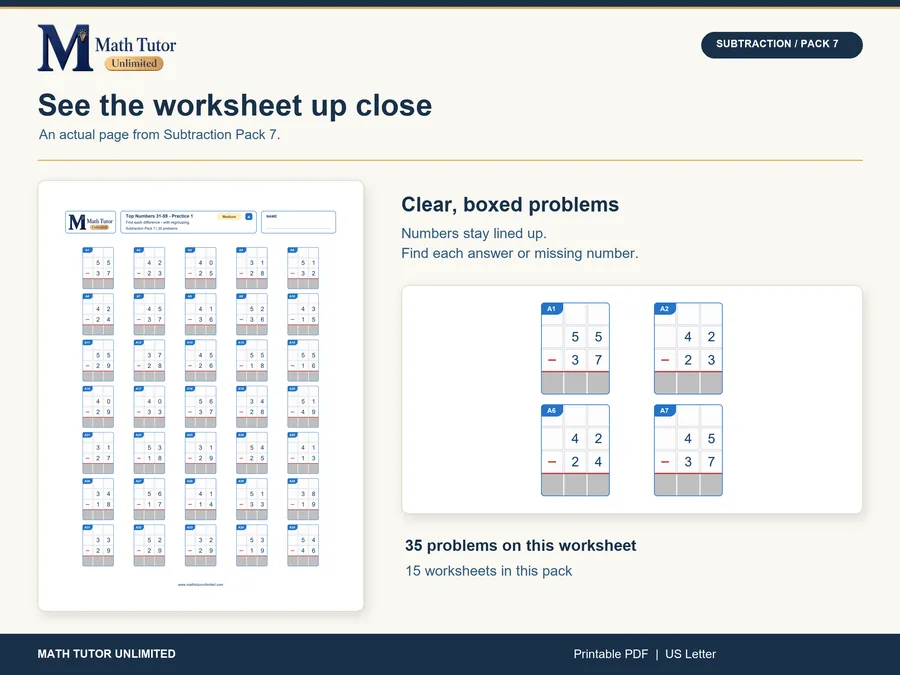 Worksheet from 2-Digit Minus 2-Digit Subtraction With Regrouping